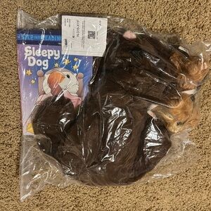 Dog: Sleepy Dog Reader with a snoring stuffed animal and stuffed dog